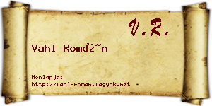 Vahl Román névjegykártya